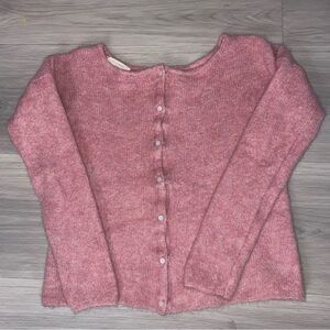 La Maille Sezane Super Kid Mohair Baby Alpaca Cardigan Sweater Pink Small